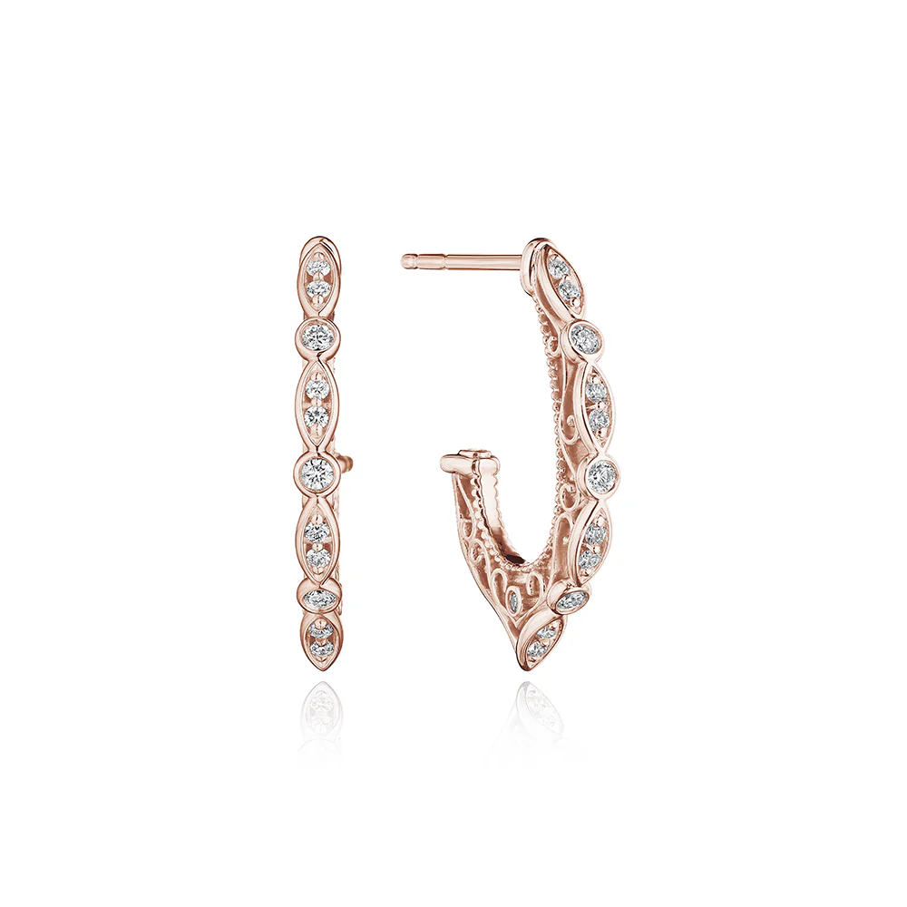 Verragio Rose and White Gold Filigree Hoop Earrings