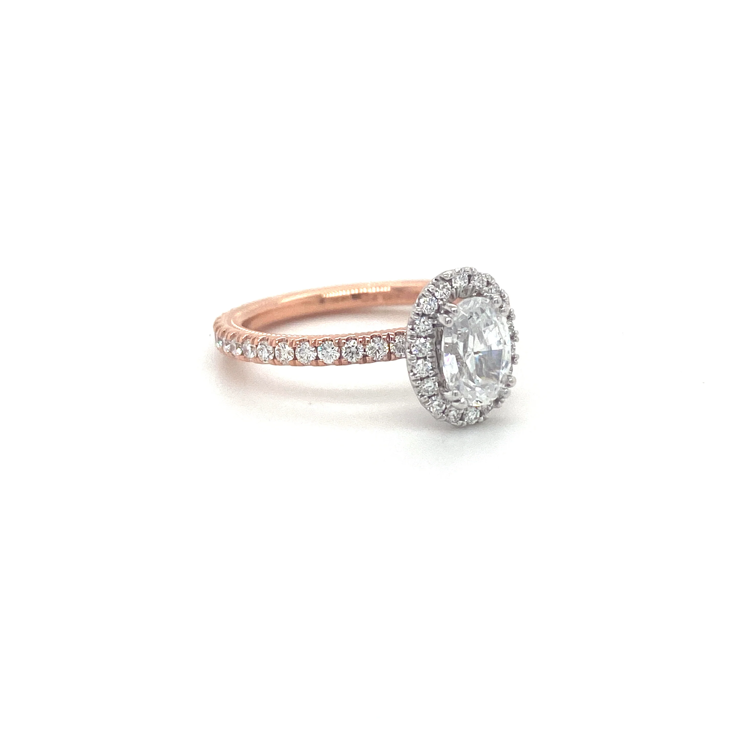 Verragio Tradition Collection Rose And White Gold Oval Halo Semi-Mount Engagement Ring - Image 2