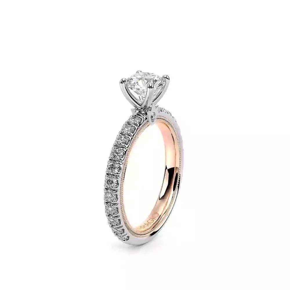 Verragio Tradition Collection White And Rose Gold Straight Semi-Mount Engagement Ring - Image 3