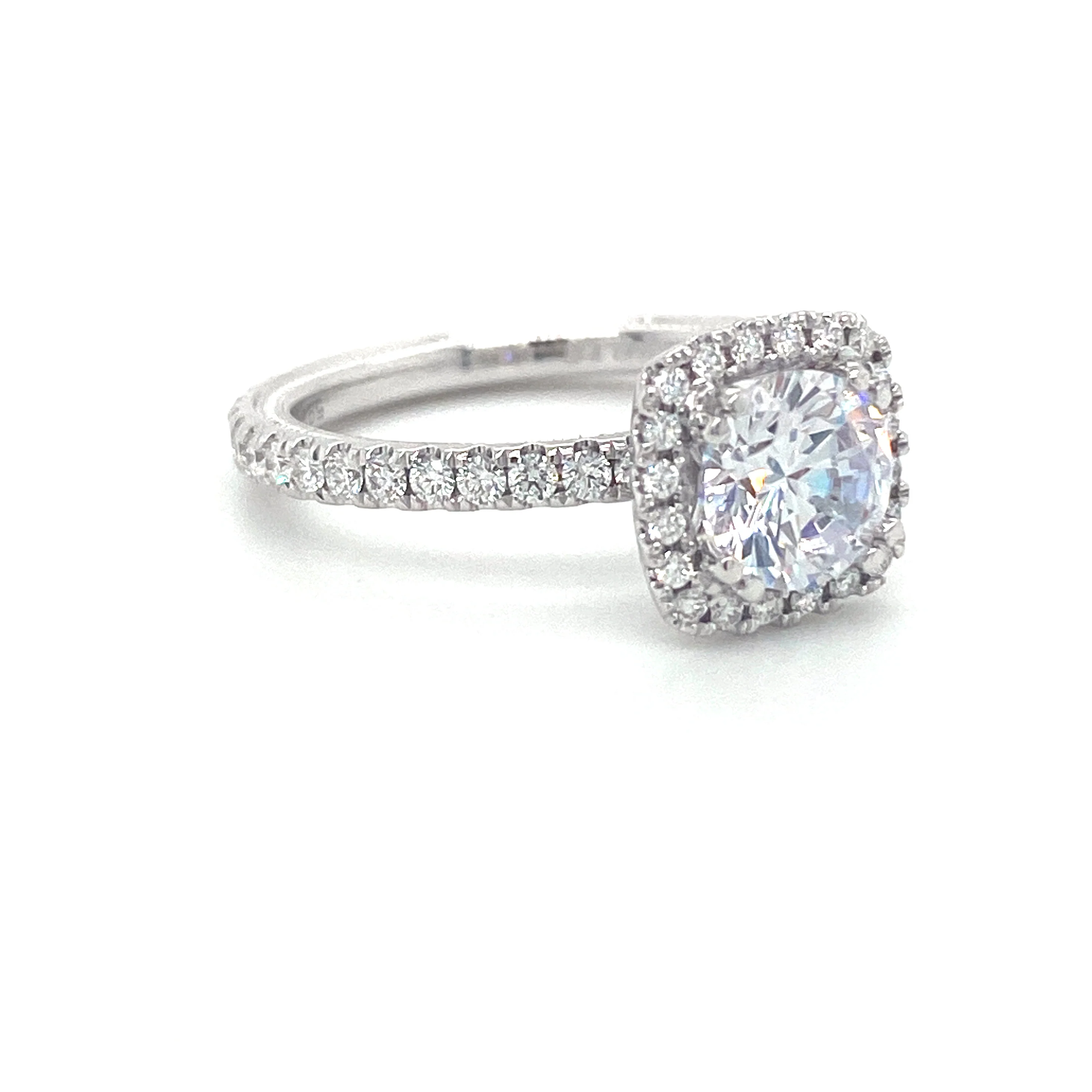 Verragio Tradition Collection White Gold Cushion Halo Semi-Mount Engagement Ring - Image 2