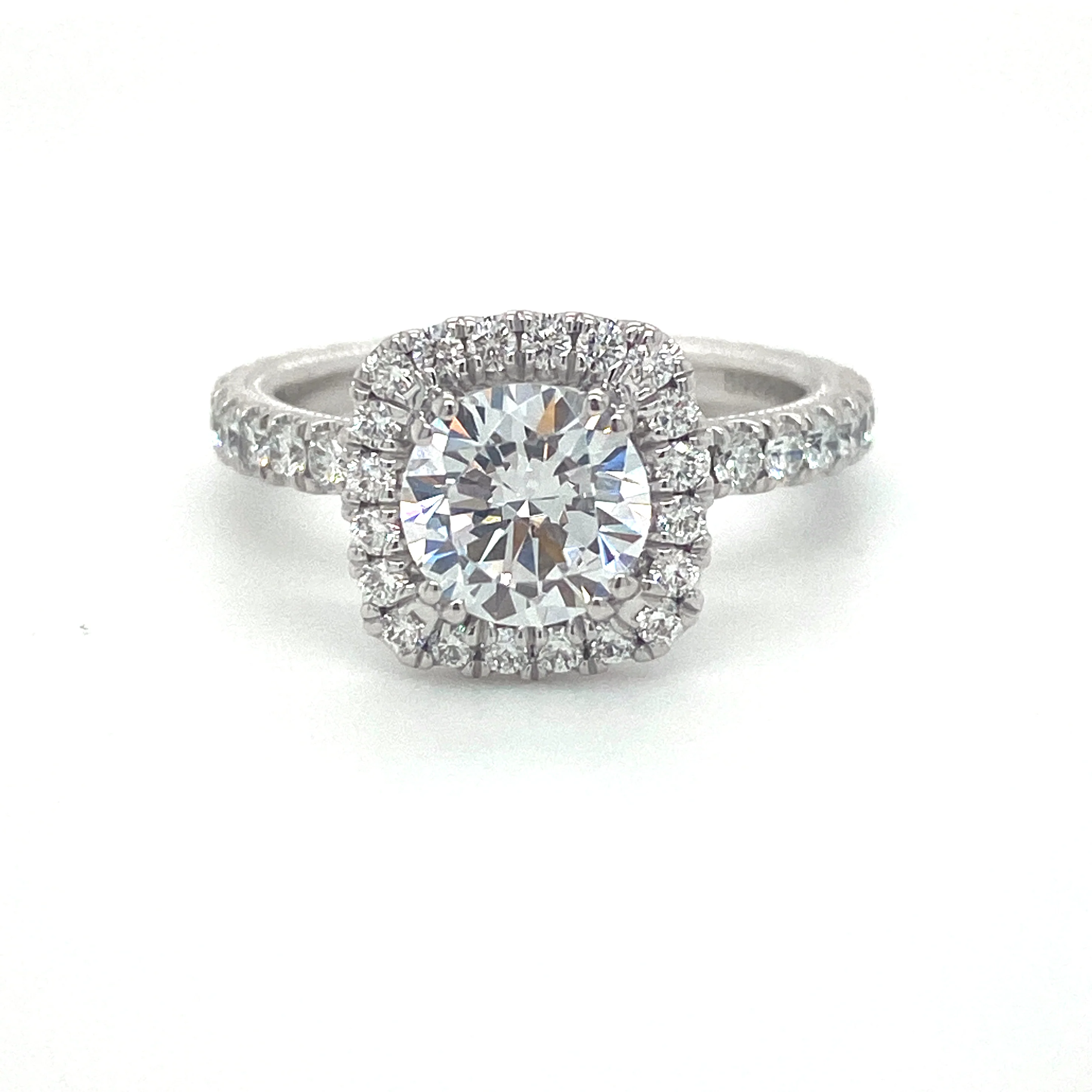 Verragio Tradition Collection White Gold Cushion Shaped Halo Semi-Mount Engagement Ring