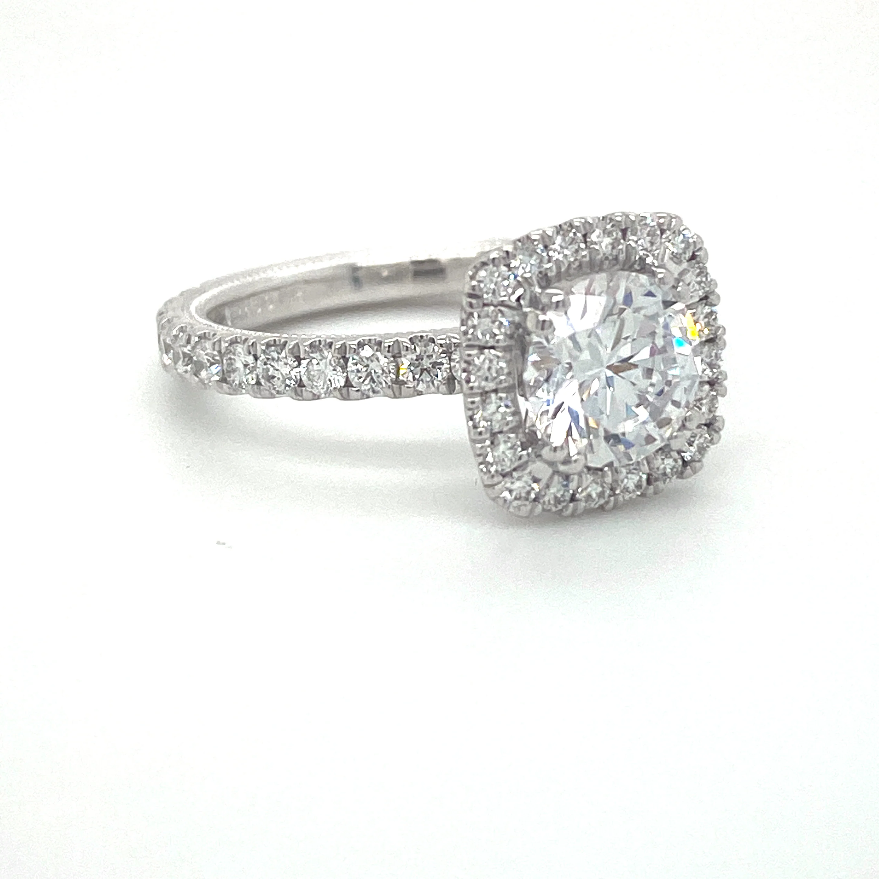 Verragio Tradition Collection White Gold Cushion Shaped Halo Semi-Mount Engagement Ring - Image 2