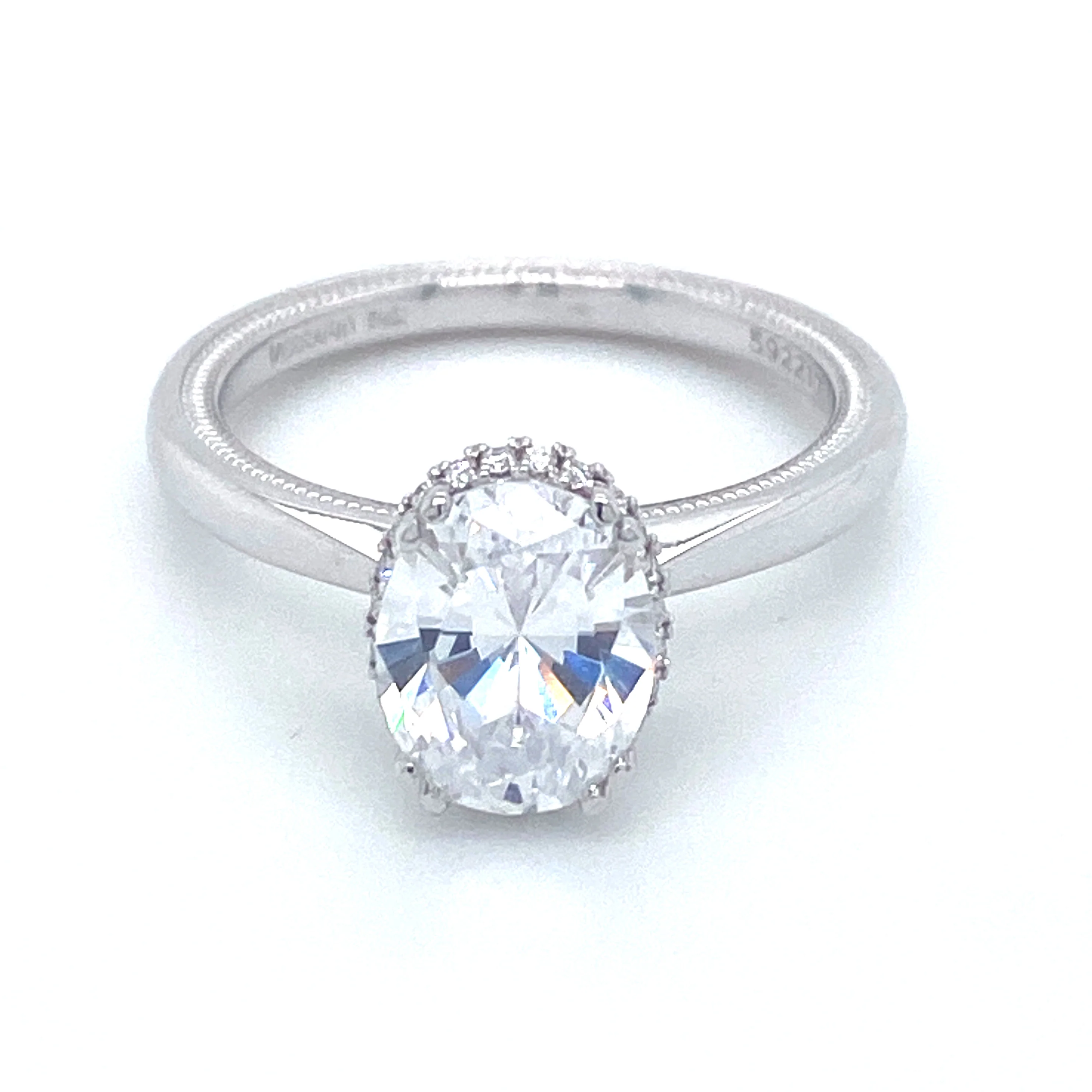 Verragio Tradition Collection White Gold Oval Hidden Halo Semi-Mount Engagement Ring - Image 2