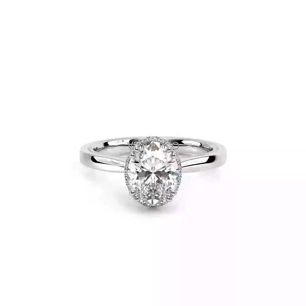 Verragio Tradition Collection White Gold Oval Hidden Halo Semi-Mount Engagement Ring - Image 2