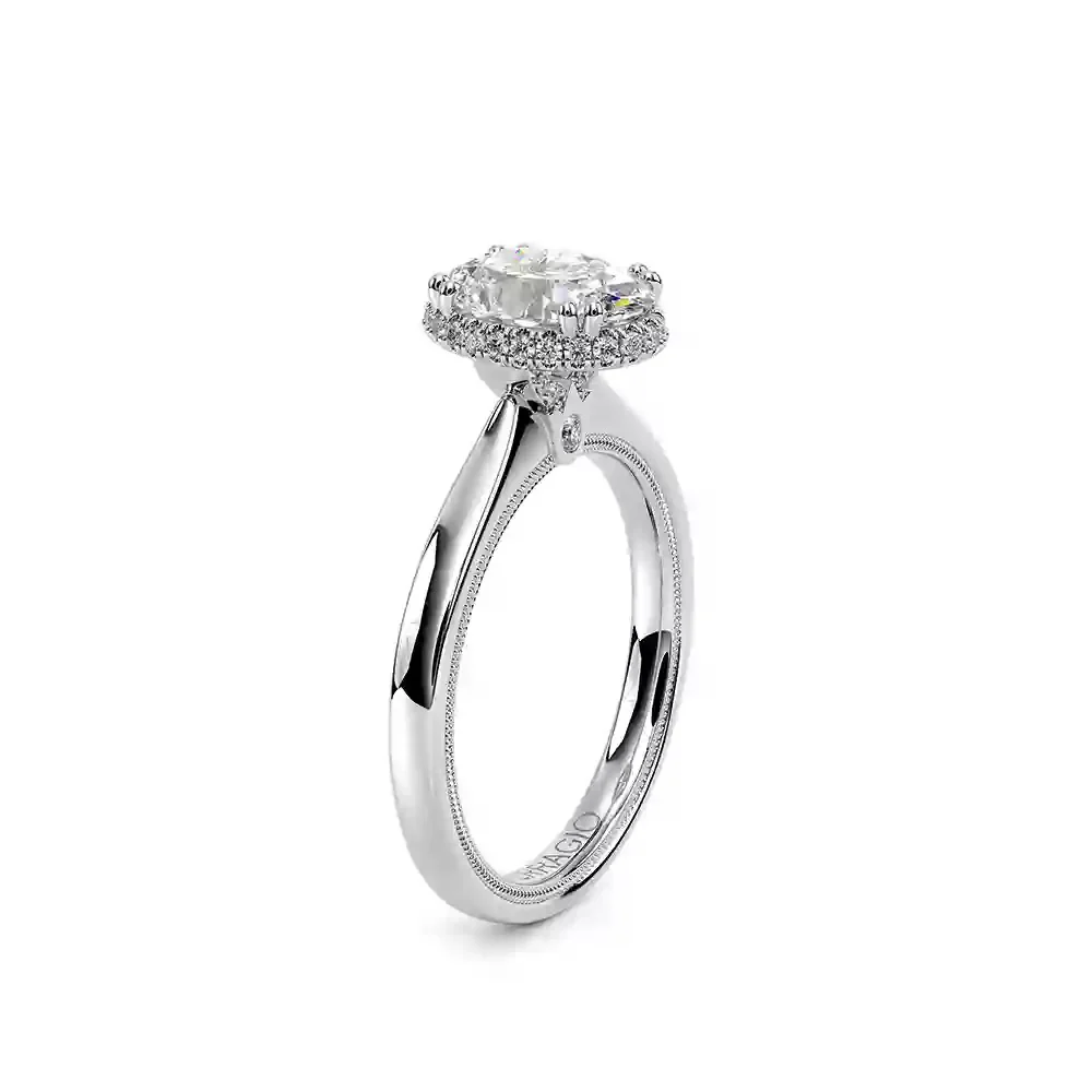 Verragio Tradition Collection White Gold Oval Hidden Halo Semi-Mount Engagement Ring - Image 3