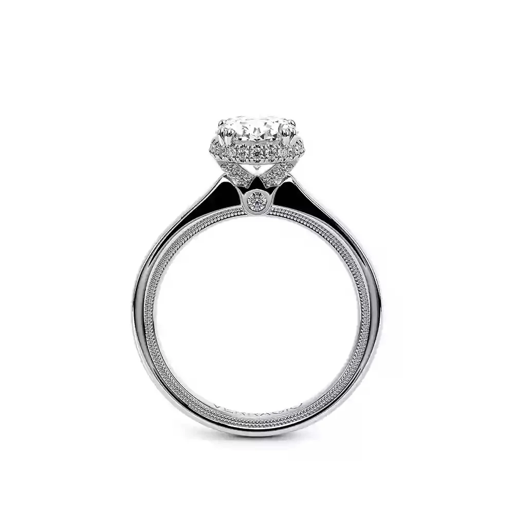 Verragio Tradition Collection White Gold Oval Hidden Halo Semi-Mount Engagement Ring - Image 4