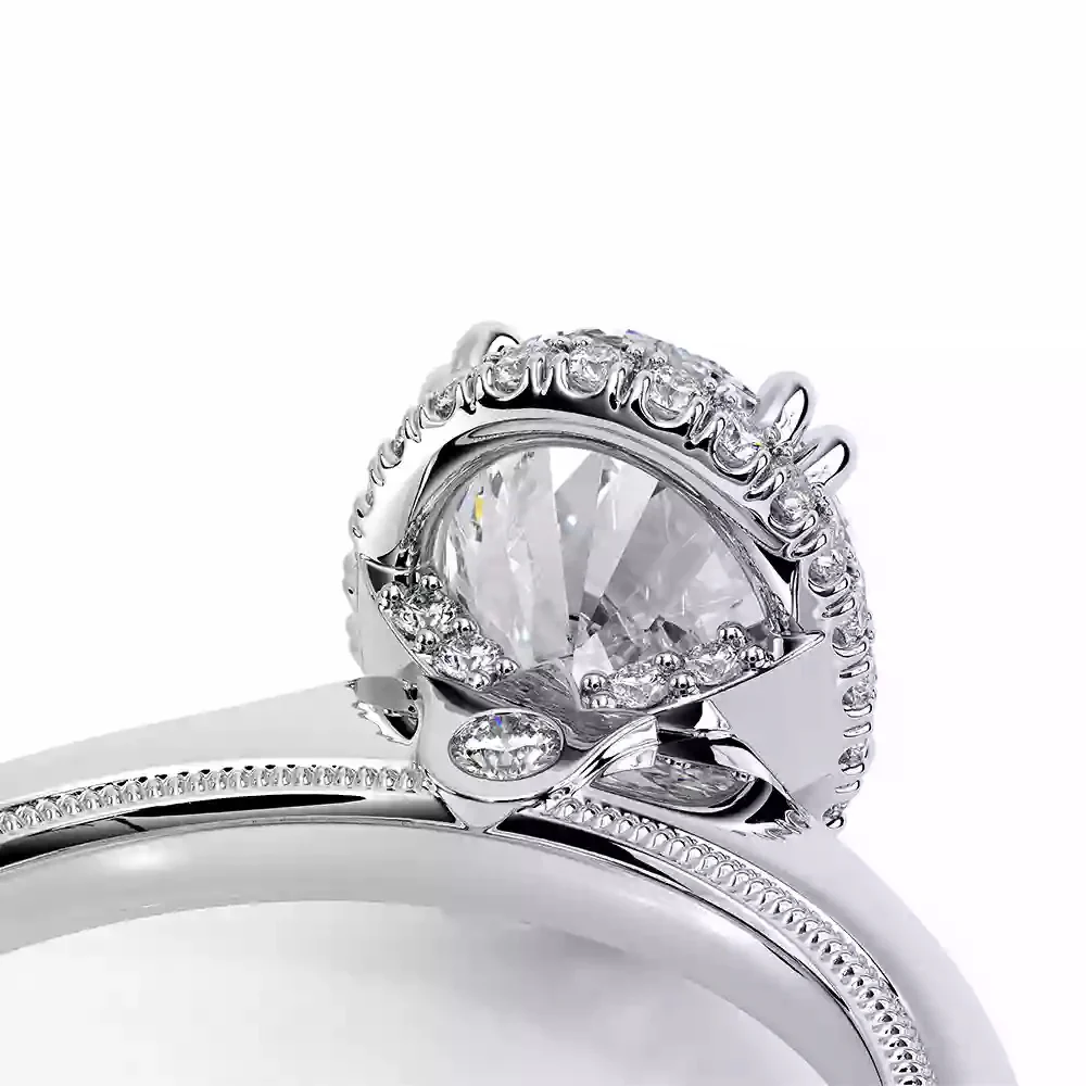 Verragio Tradition Collection White Gold Oval Hidden Halo Semi-Mount Engagement Ring - Image 5