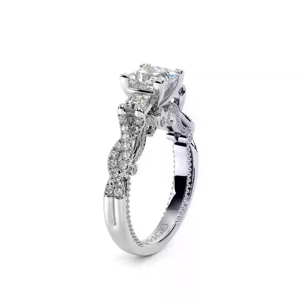 Verragio White Gold Insignia Princess Cut Three Stone Semi-Mount Engagement Ring - Image 2
