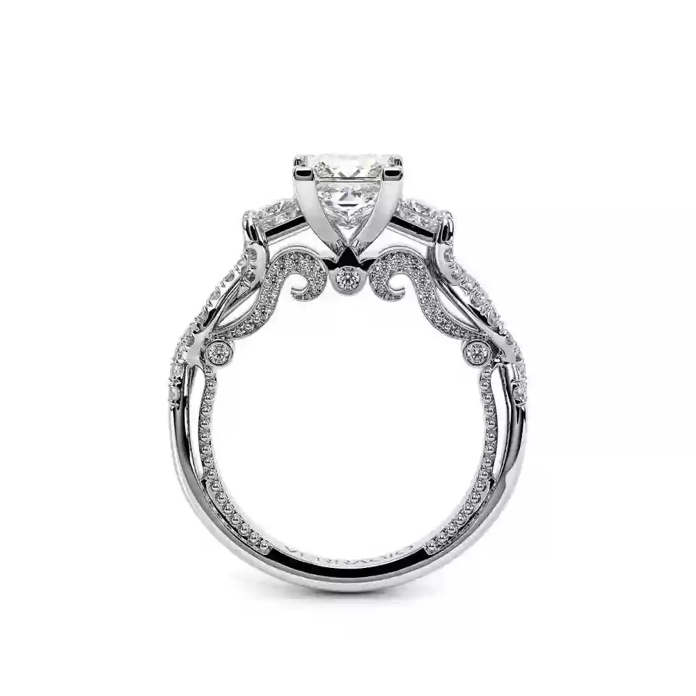 Verragio White Gold Insignia Princess Cut Three Stone Semi-Mount Engagement Ring - Image 3