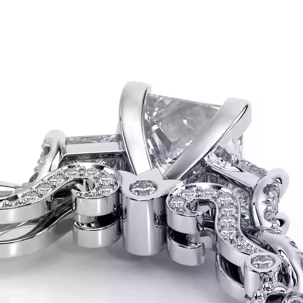 Verragio White Gold Insignia Princess Cut Three Stone Semi-Mount Engagement Ring - Image 4