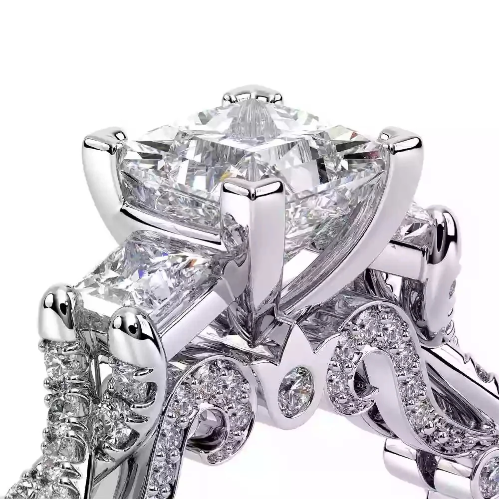 Verragio White Gold Insignia Princess Cut Three Stone Semi-Mount Engagement Ring - Image 5