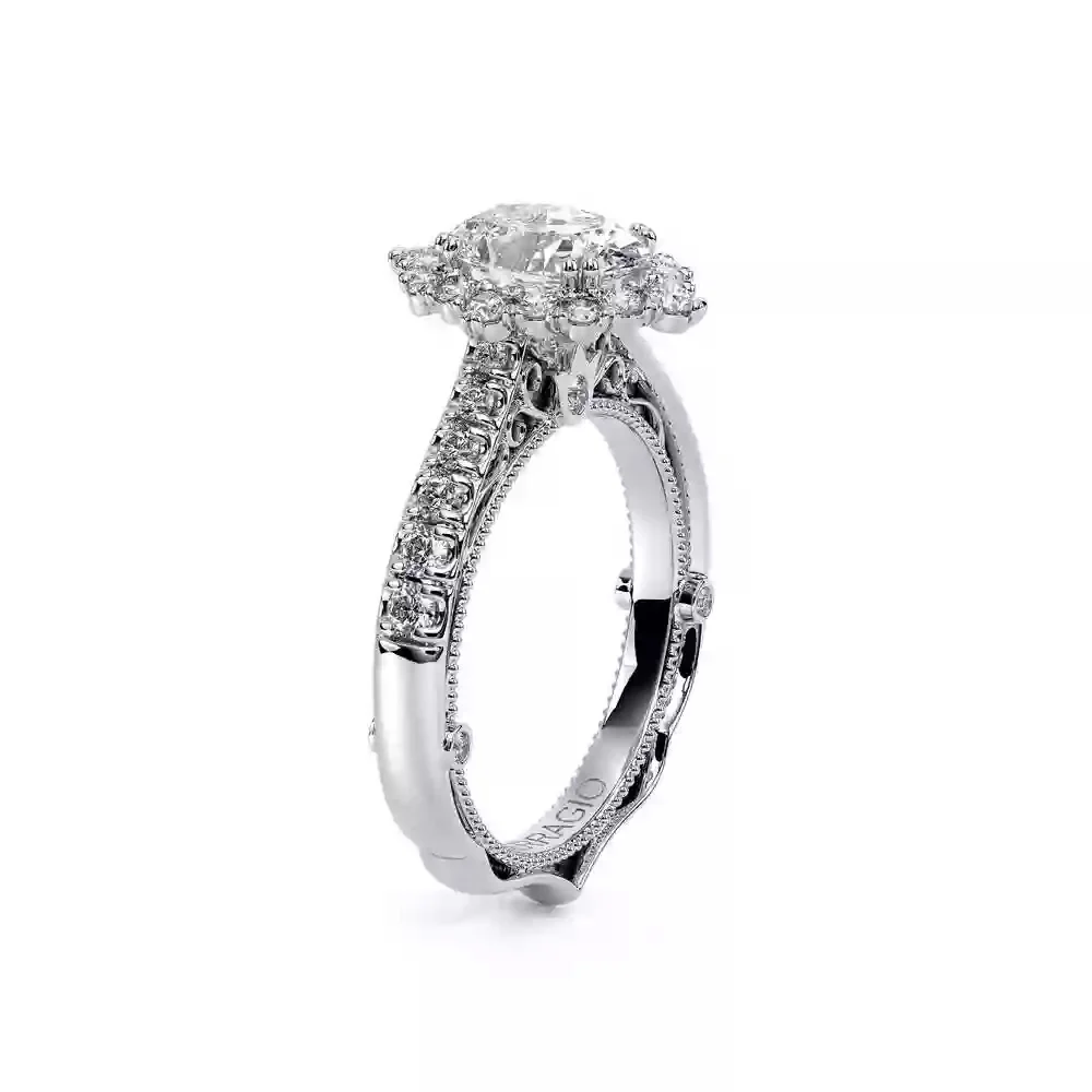 Verragio White Gold Venetian Oval Floral Halo Semi-Mount Engagement Ring - Image 2