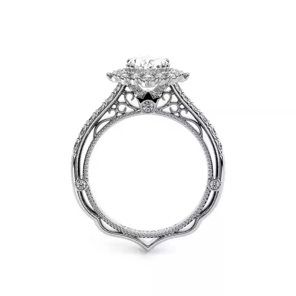 Verragio White Gold Venetian Oval Floral Halo Semi-Mount Engagement Ring - Image 3