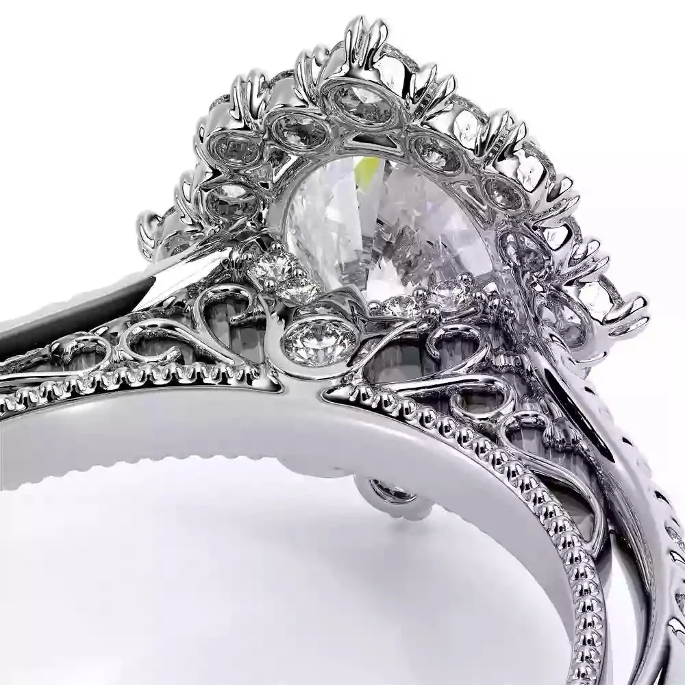 Verragio White Gold Venetian Oval Floral Halo Semi-Mount Engagement Ring - Image 4