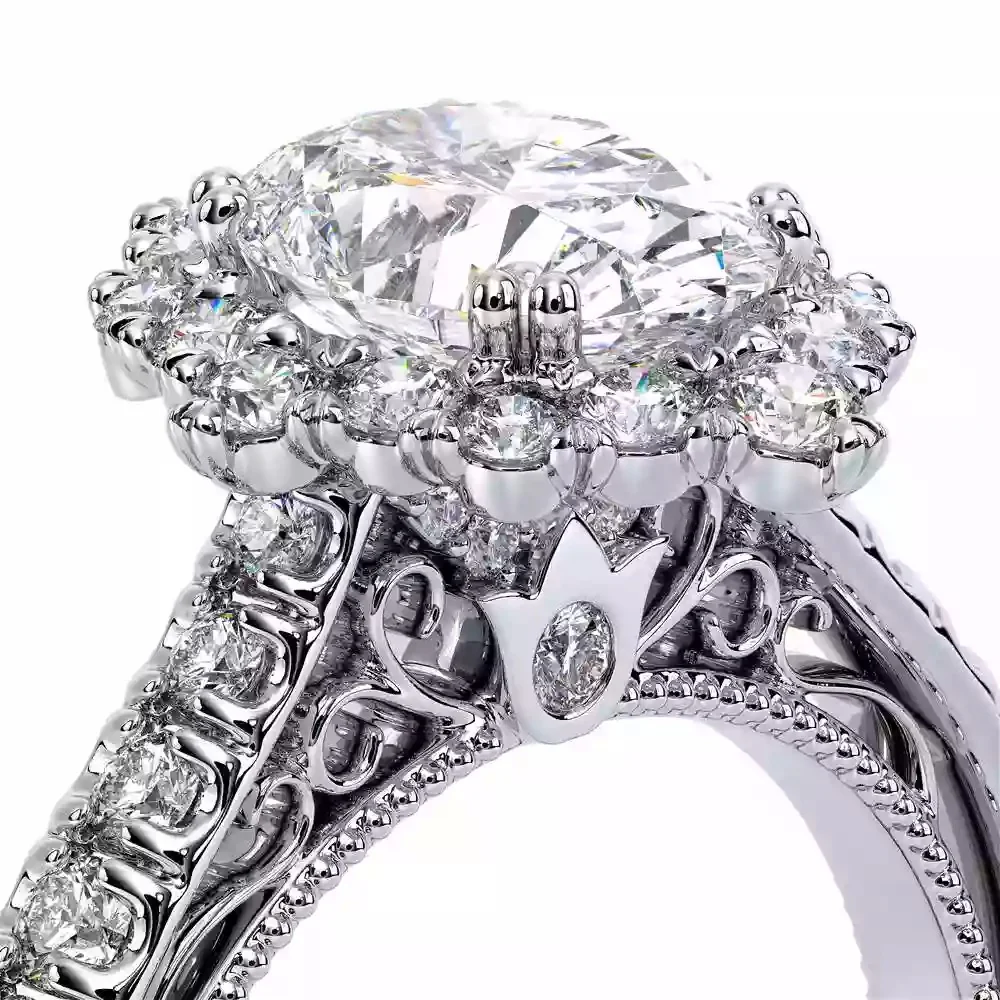 Verragio White Gold Venetian Oval Floral Halo Semi-Mount Engagement Ring - Image 5
