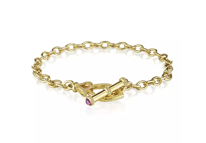 Verragio Yellow Gold Beaded Toggle Diamond Bracelet