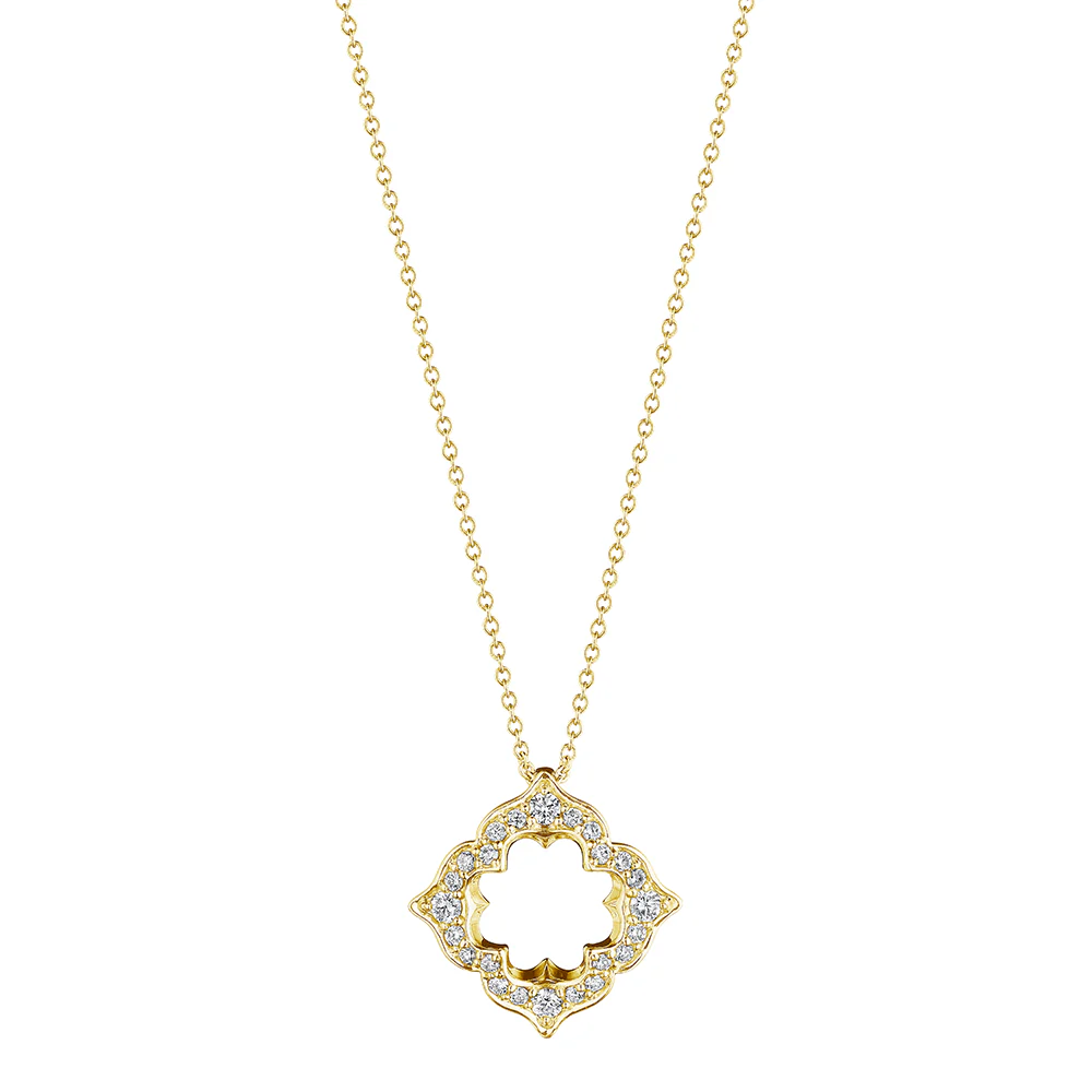 Verragio Yellow Gold Victorian Open Diamond Pendant