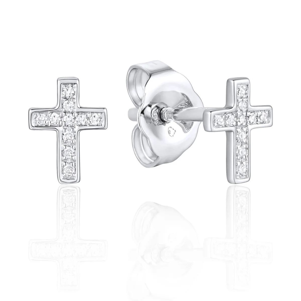 White Gold Diamond Cross Earrings