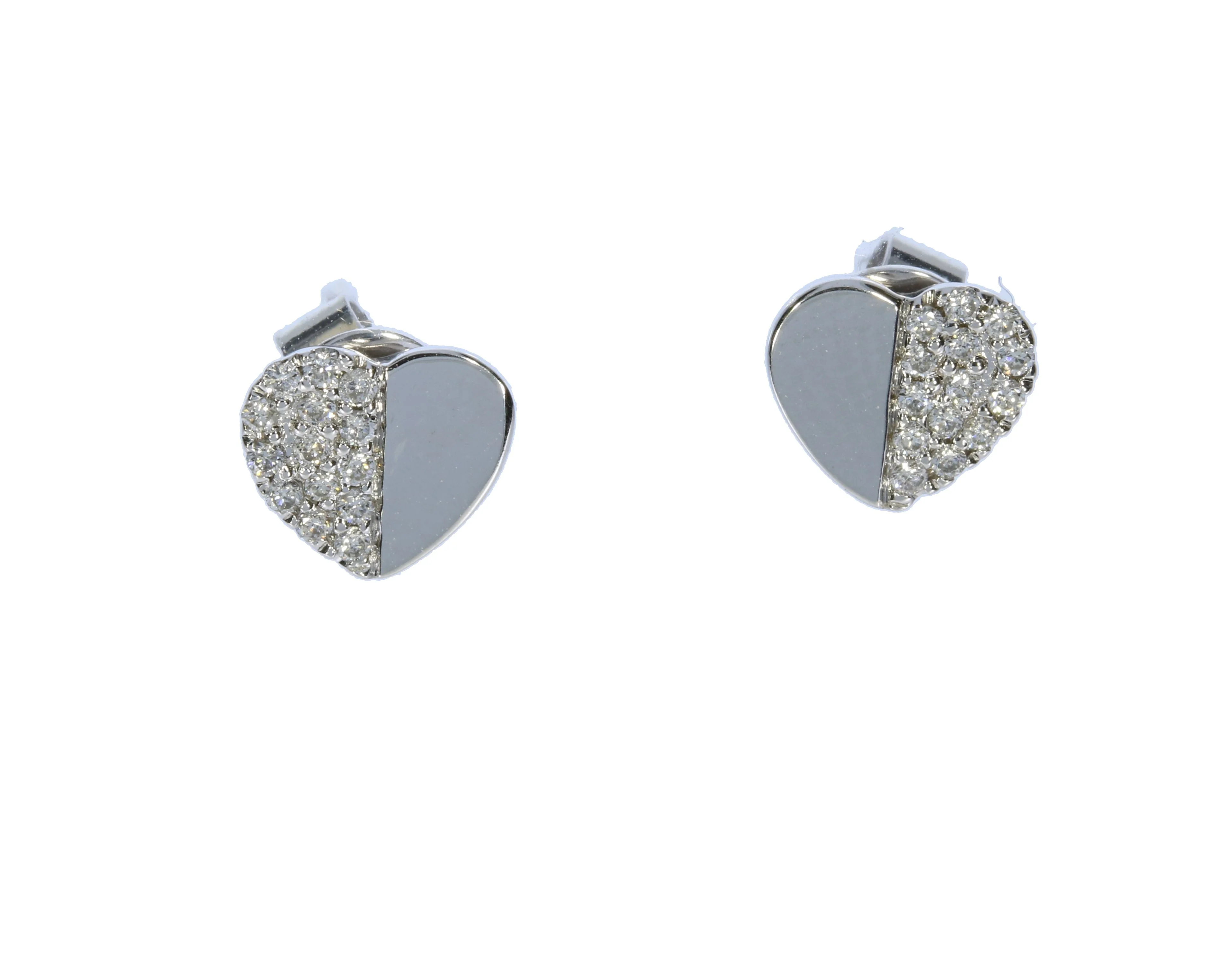 White Gold Diamond Heart Stud Earrings