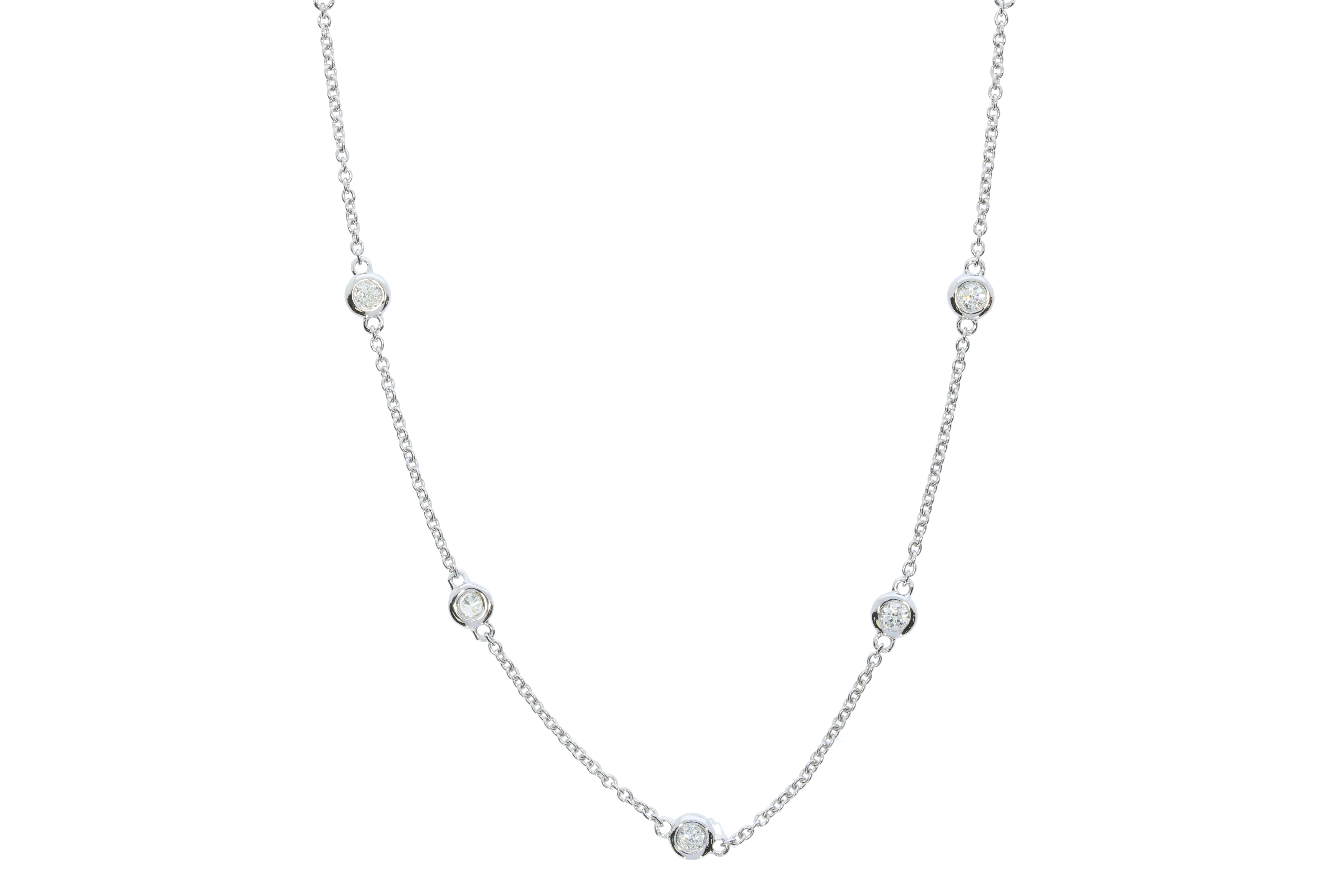White Gold Diamonds By The Inch Necklace