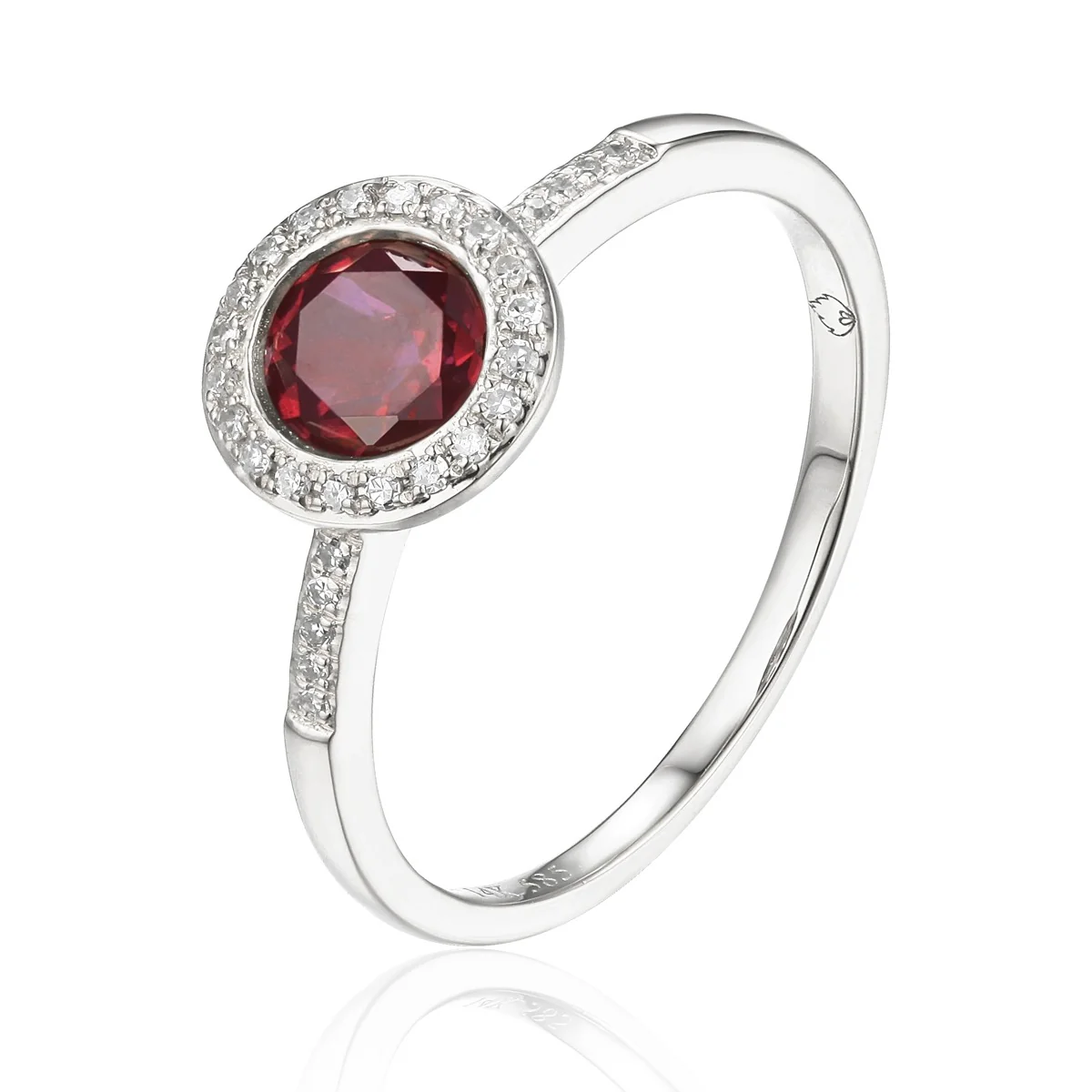 White Gold Garnet and Diamond Ring