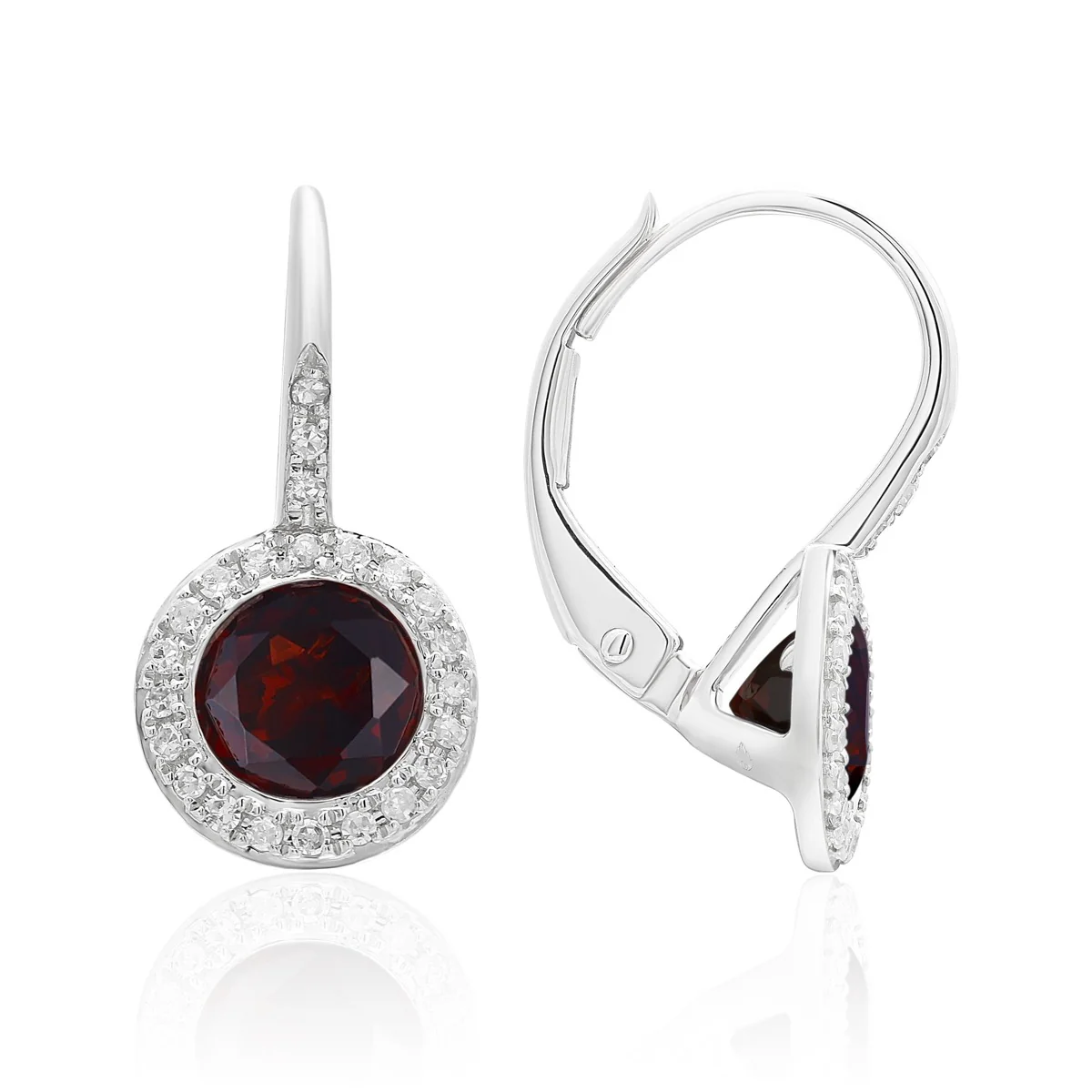 White Gold Garnet Earrings