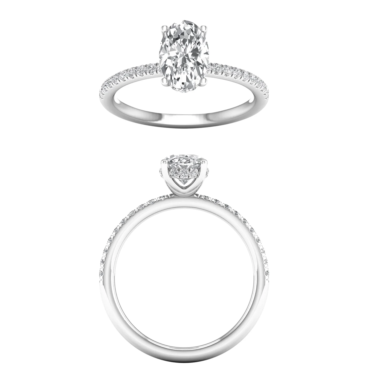 White Gold Laboratory Grown Oval Diamond Engagement Ring