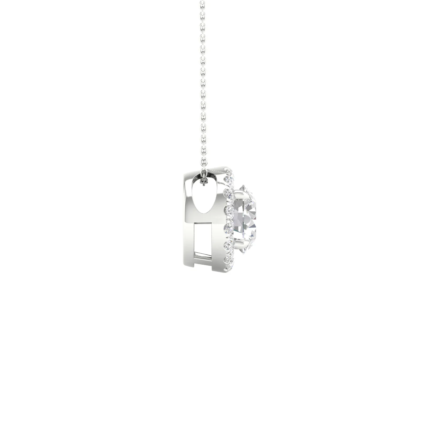 White Gold Laboratory Grown Round Diamond Halo Pendant - Image 3