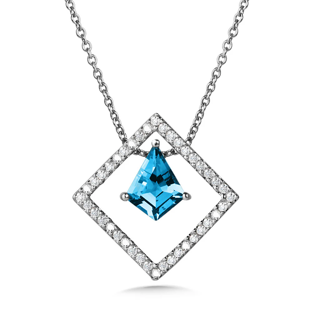 White Gold London Blue Topaz and Diamond Necklace