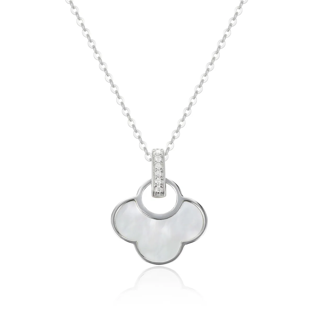 White Gold Mother of Pearl Diamond Pendant