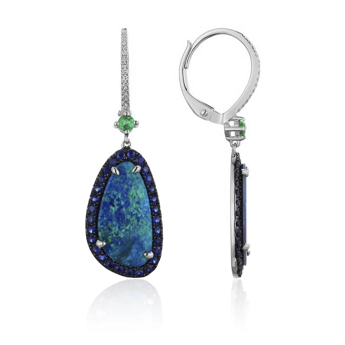 White Gold Opal Drop Earrings