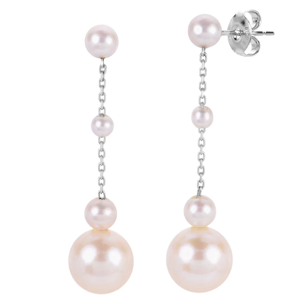 White Gold Pearl Earrings