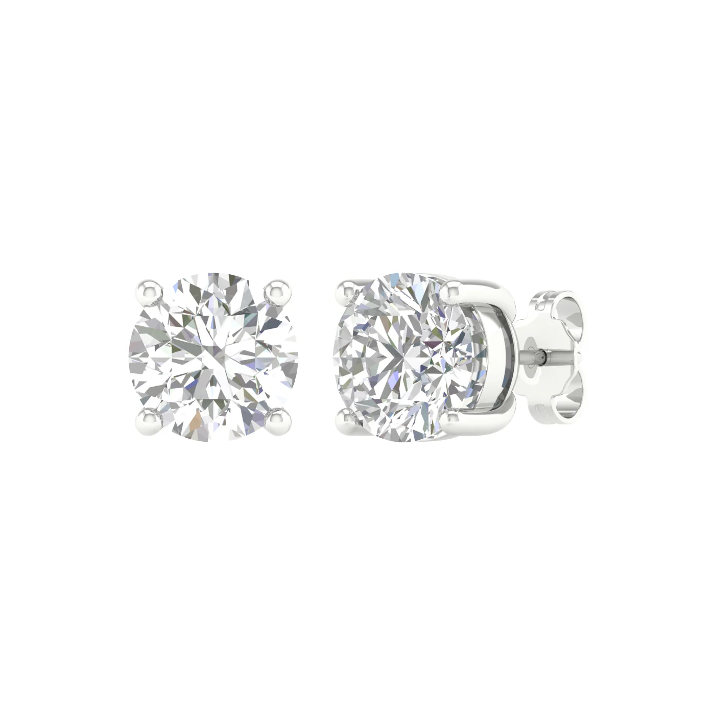 White Gold Round Brilliant Solitaire Stud Earrings - Image 2