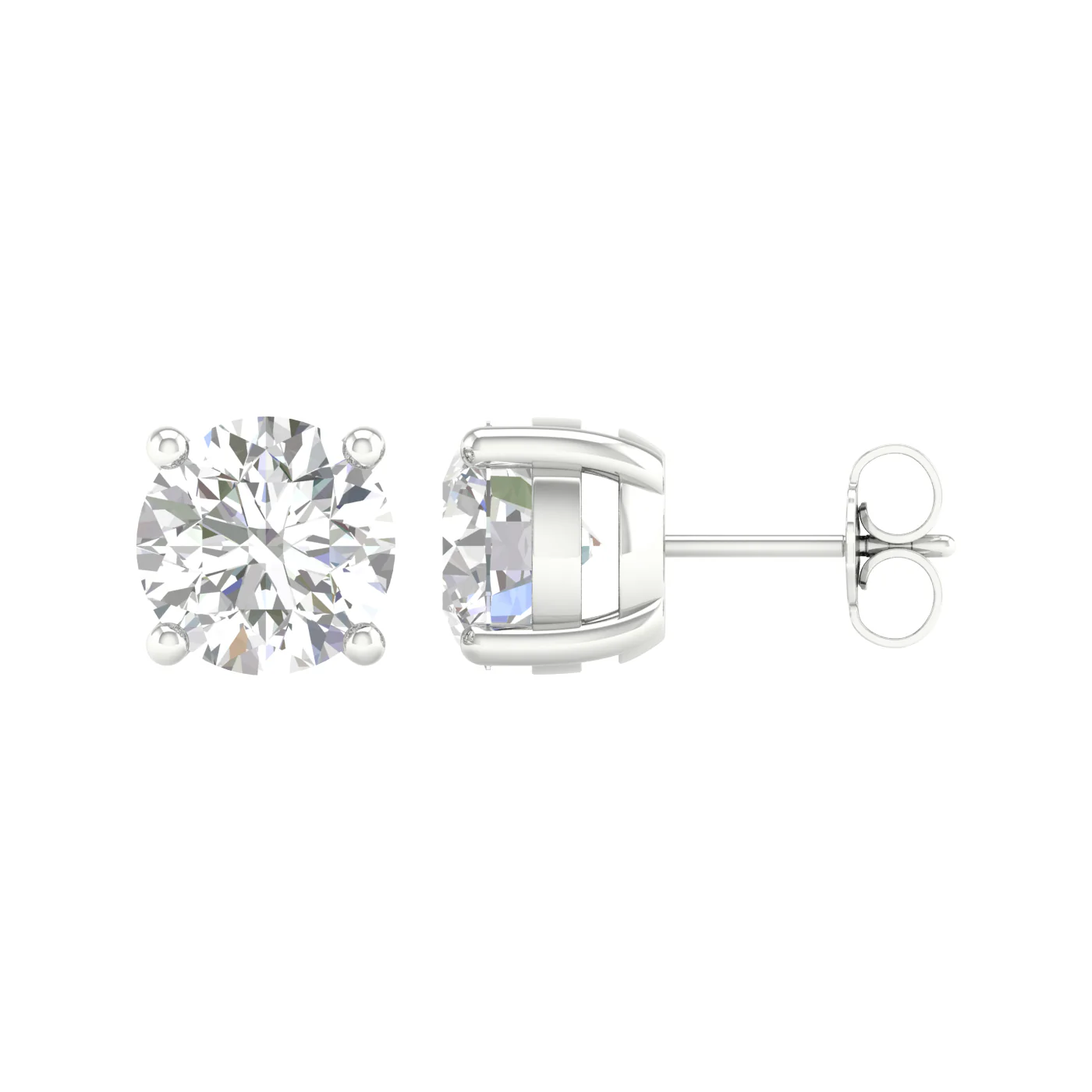 White Gold Round Brilliant Solitaire Stud Earrings - Image 3