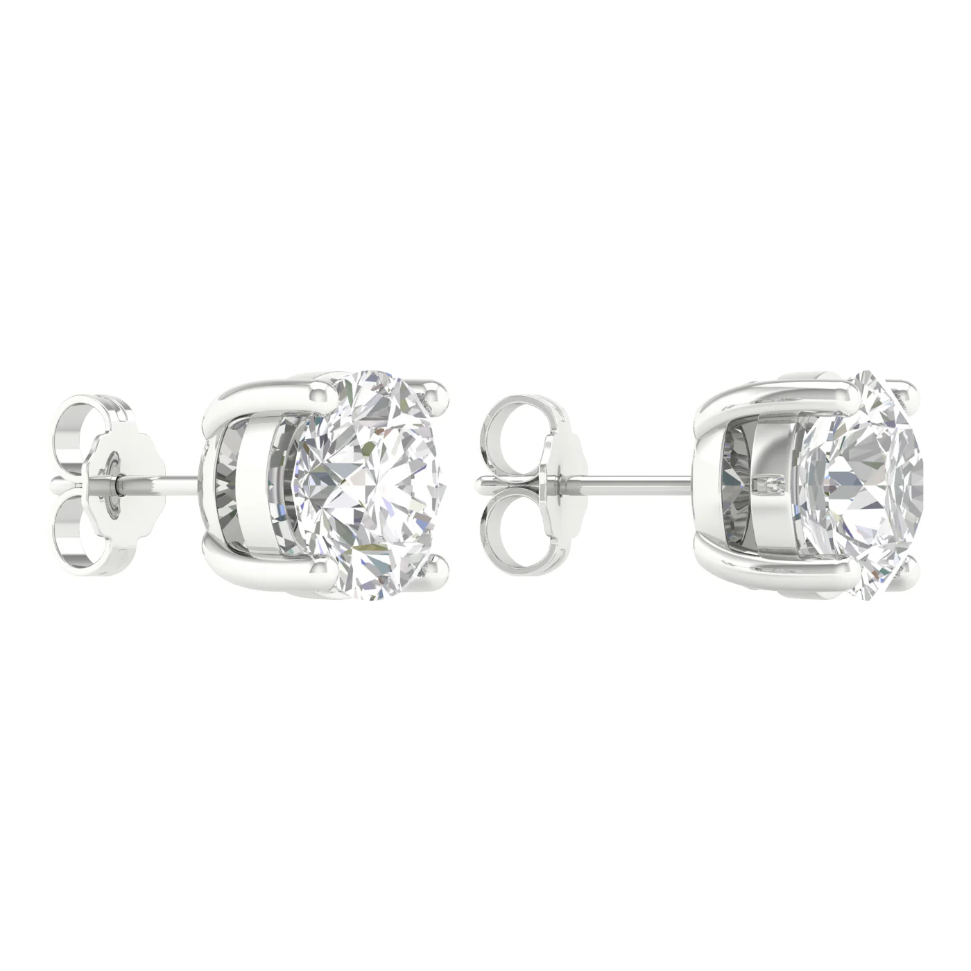 White Gold Round Brilliant Solitaire Stud Earrings - Image 4
