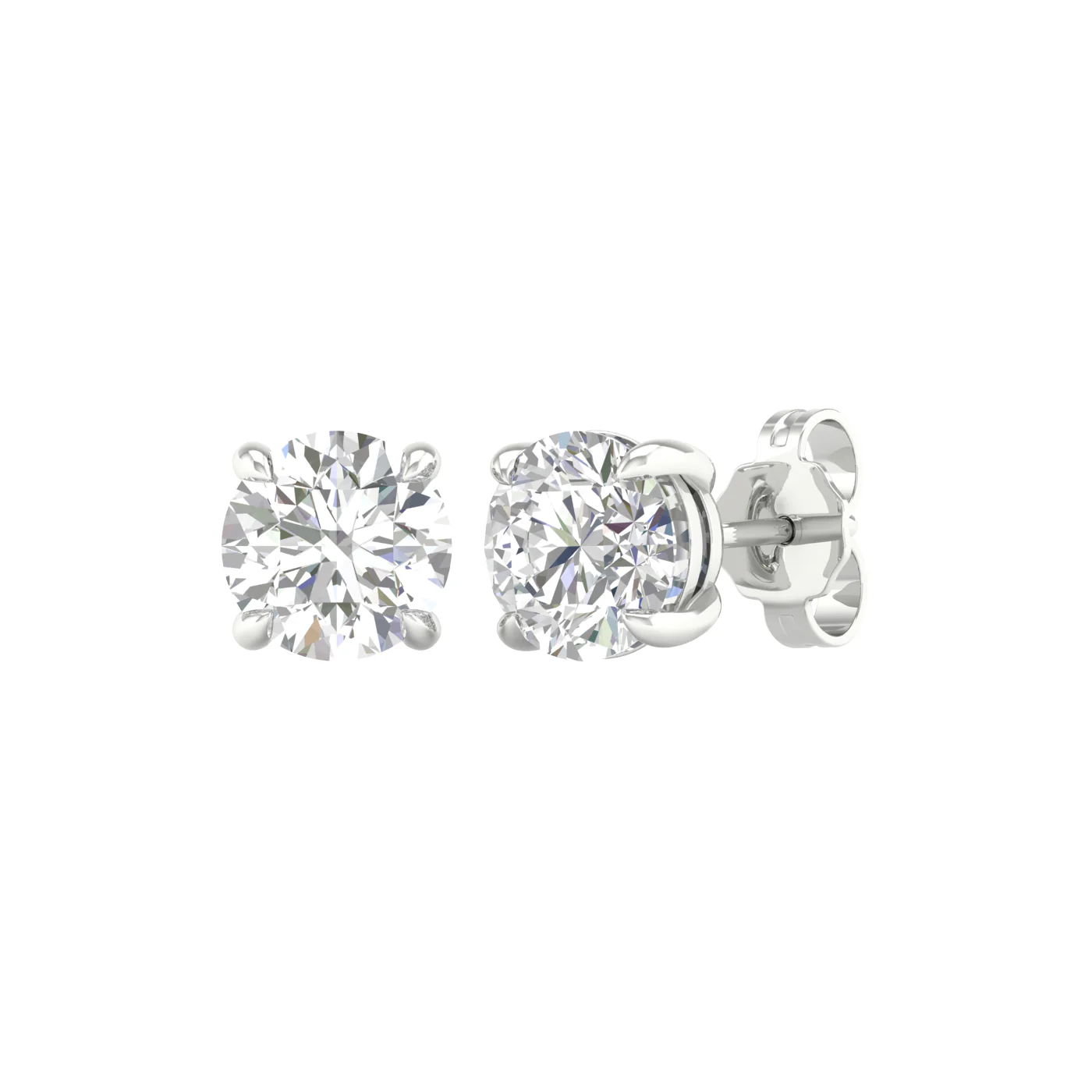 White Gold Round Laboratory Grown Diamond Stud Earrings