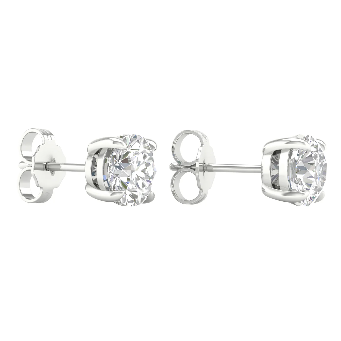 White Gold Round Laboratory Grown Diamond Stud Earrings - Image 2