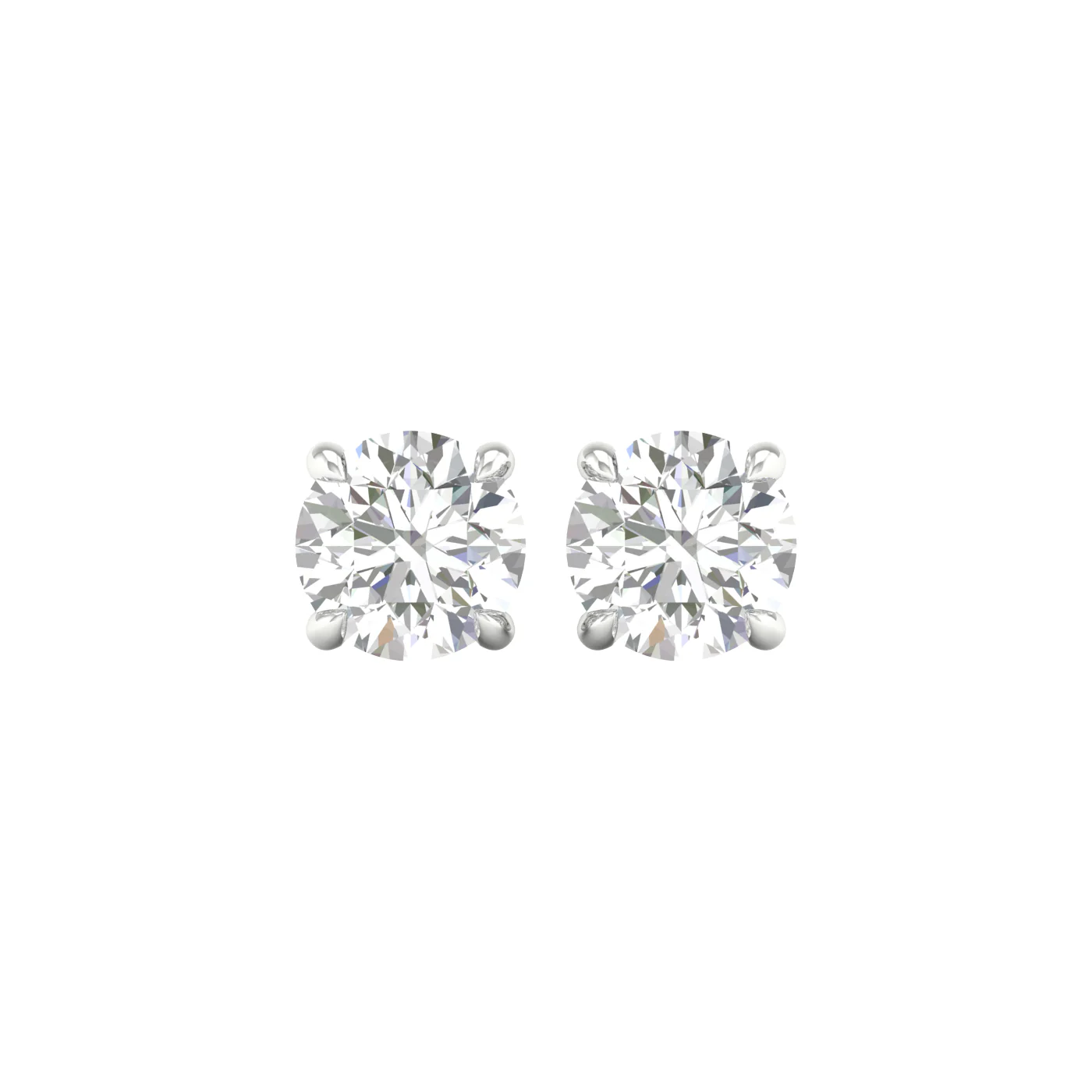White Gold Round Laboratory Grown Diamond Stud Earrings - Image 4