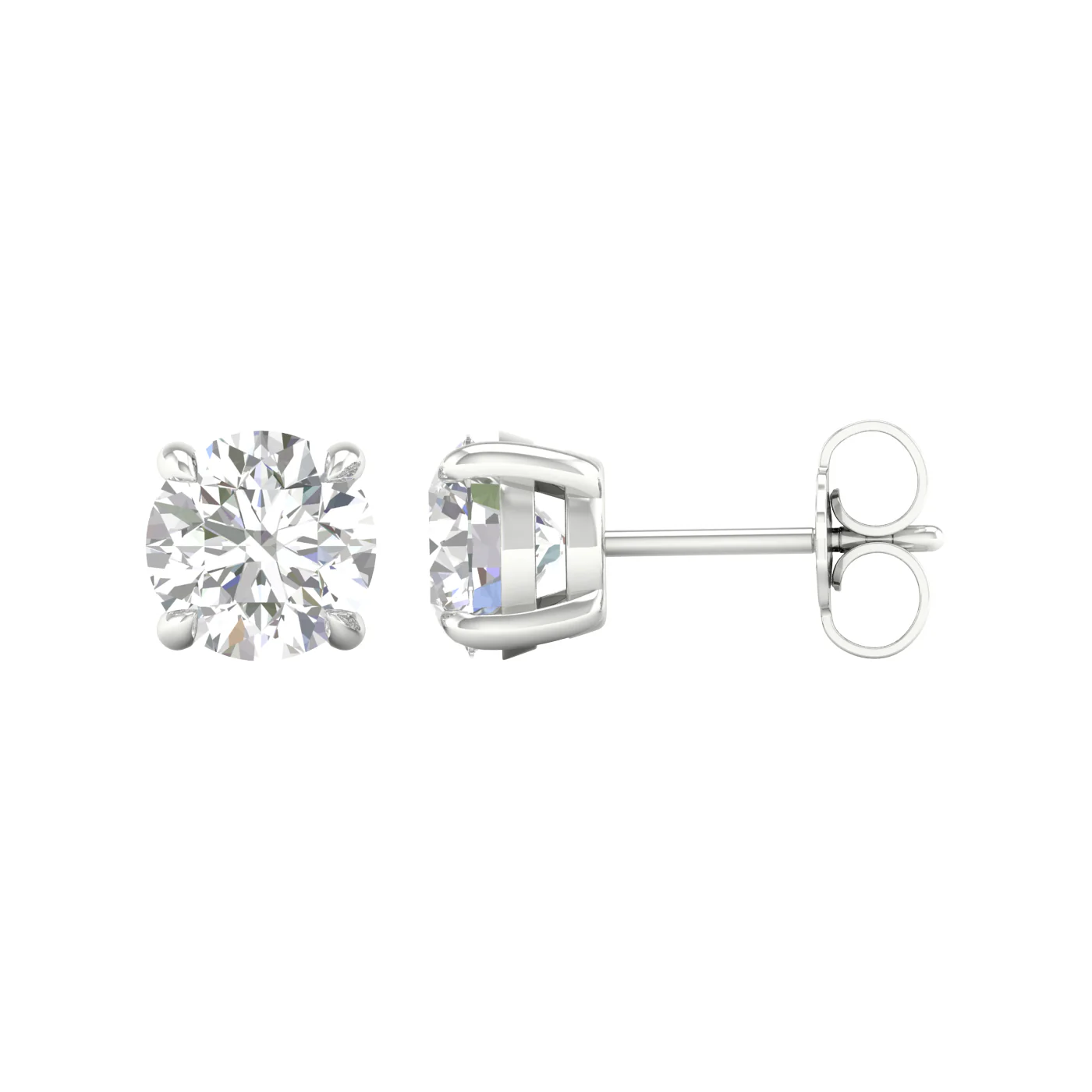 White Gold Round Laboratory Grown Diamond Stud Earrings - Image 3