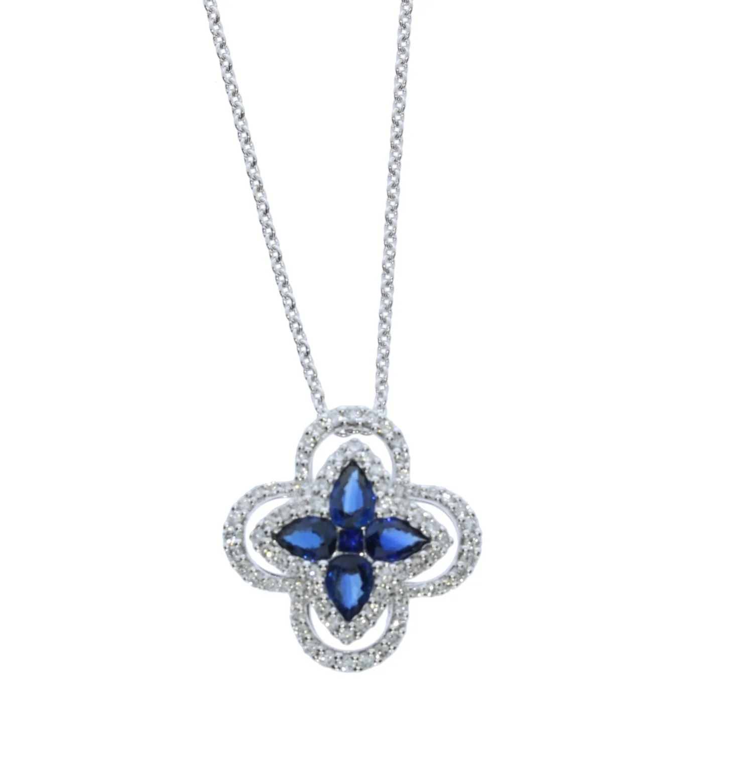 White Gold Sapphire and Diamond Necklace