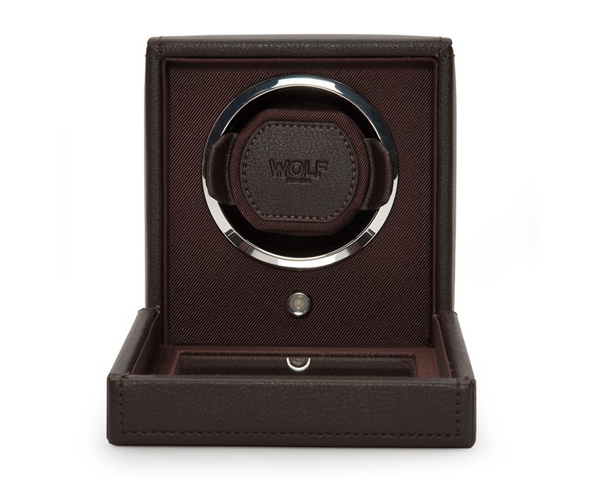 Wolf Cub Brown Single Watch Winder With Cover - Image 2