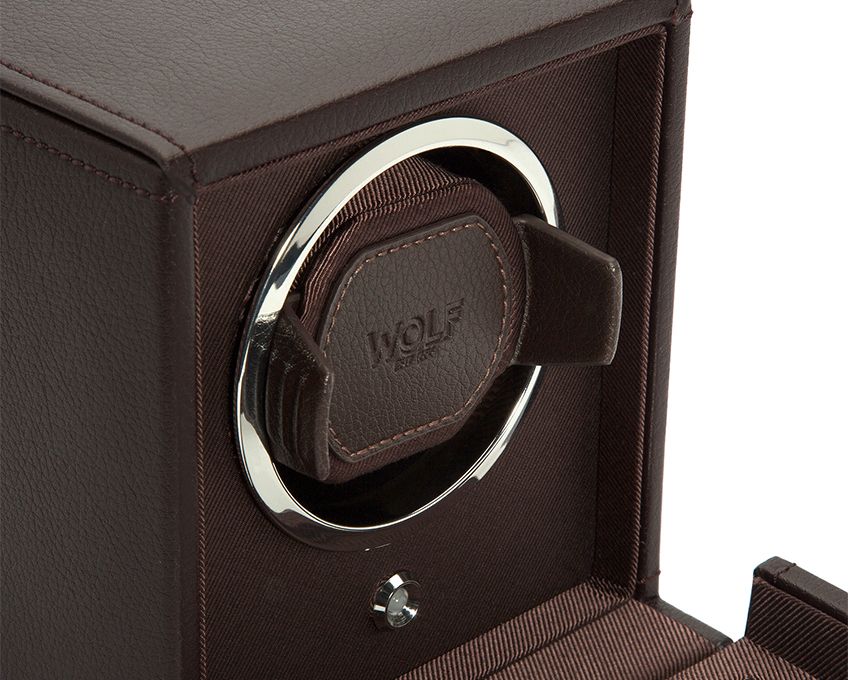 Wolf Cub Brown Single Watch Winder With Cover - Image 4