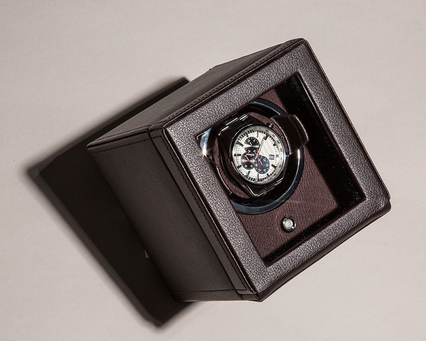 Wolf Cub Brown Single Watch Winder With Cover - Image 5
