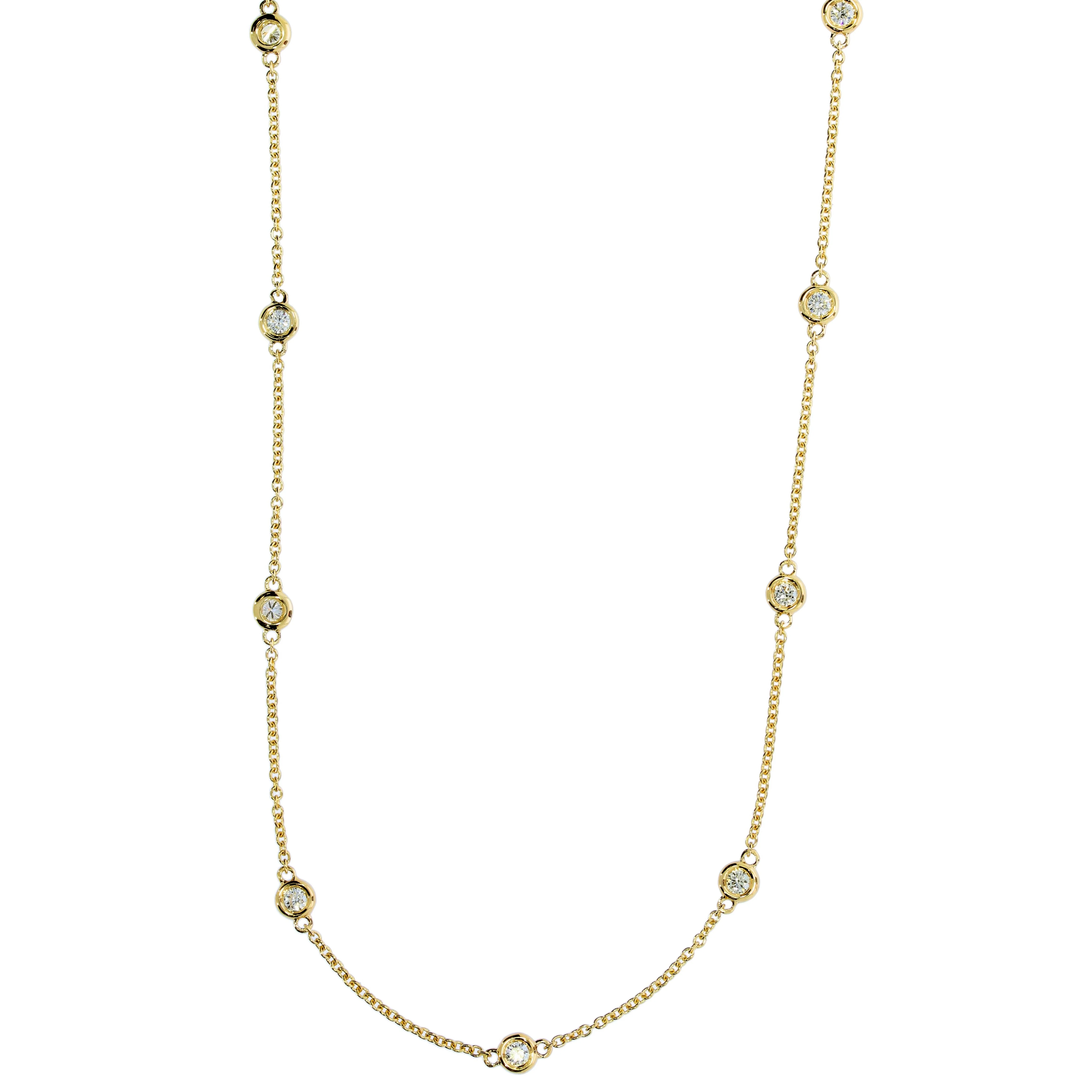 Yellow and White Gold 16-18 Inch Diamonds By The Inch Necklace