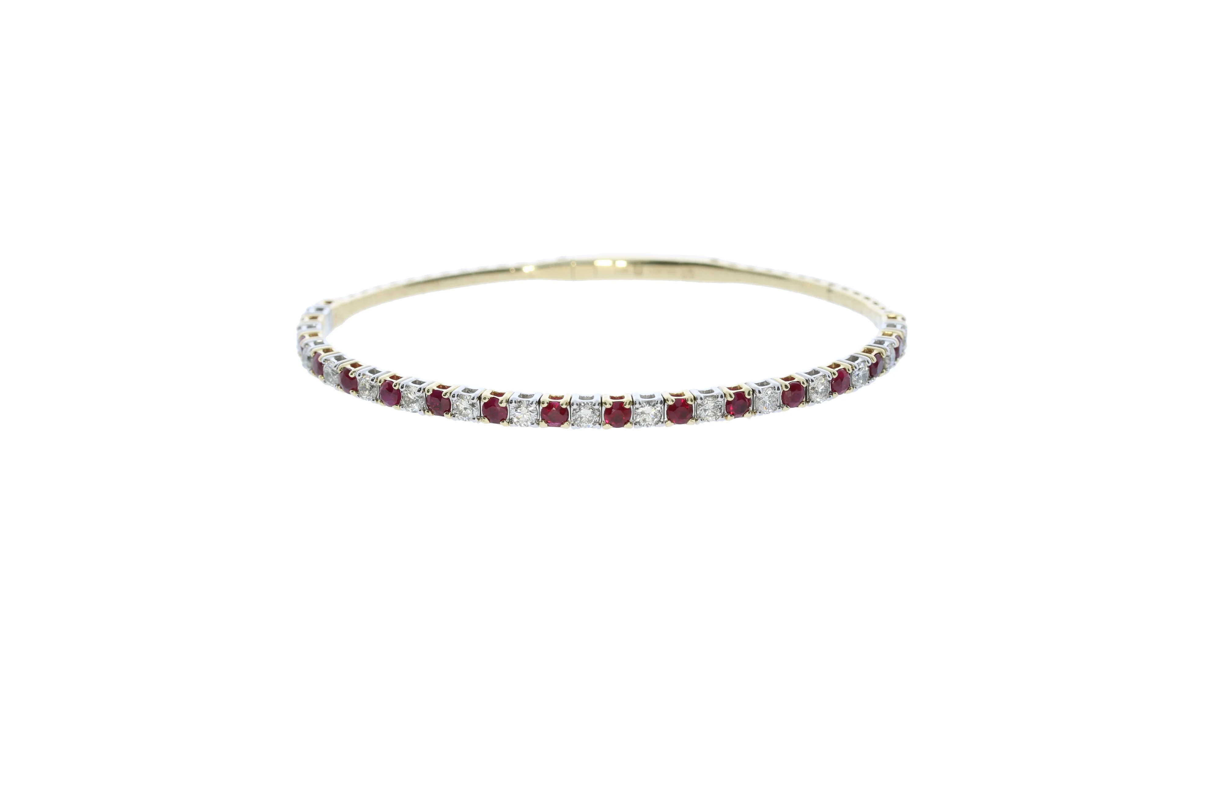 Yellow and White Gold Ruby and Diamond Bracelet