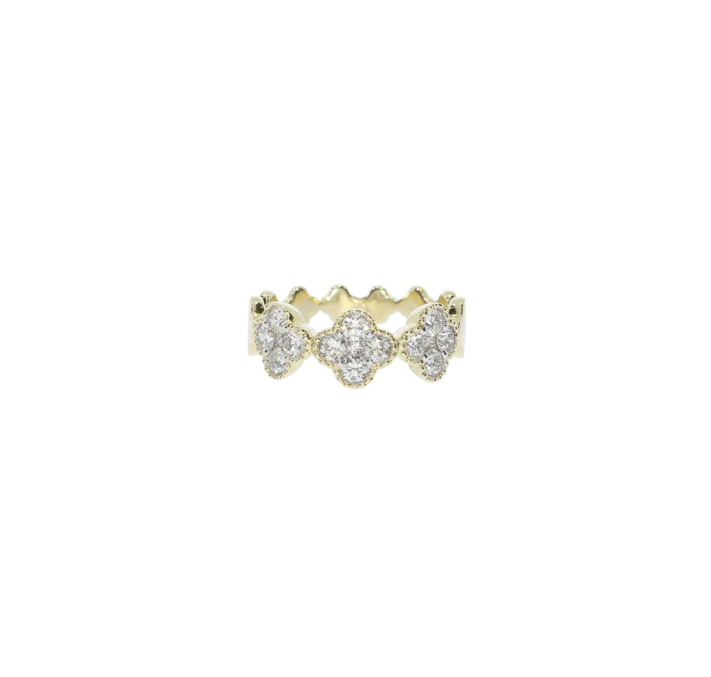 Yellow Gold Diamond Clover Ring