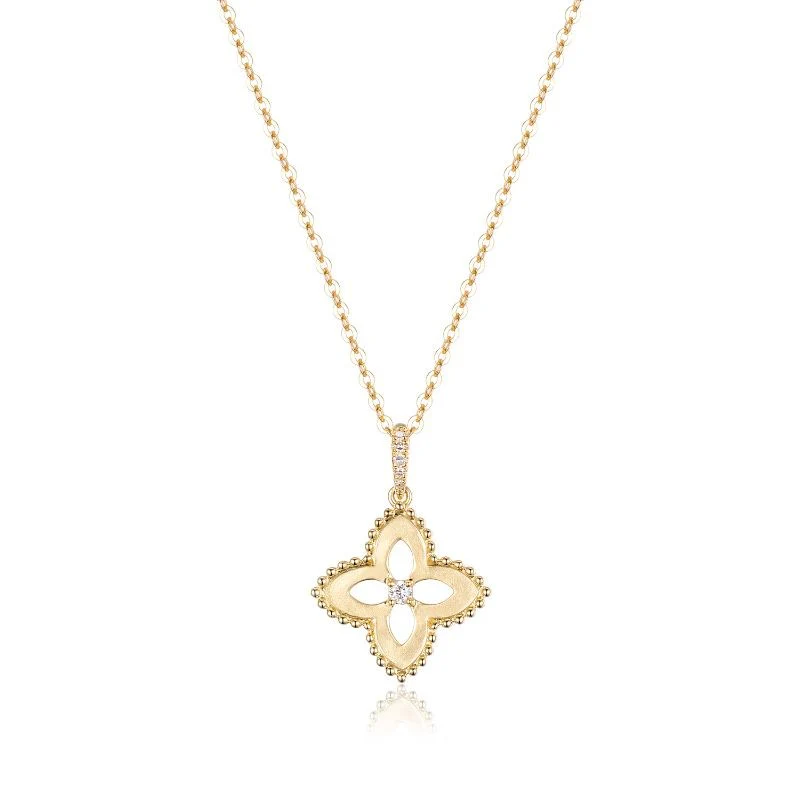 Yellow Gold Diamond Floral Necklace