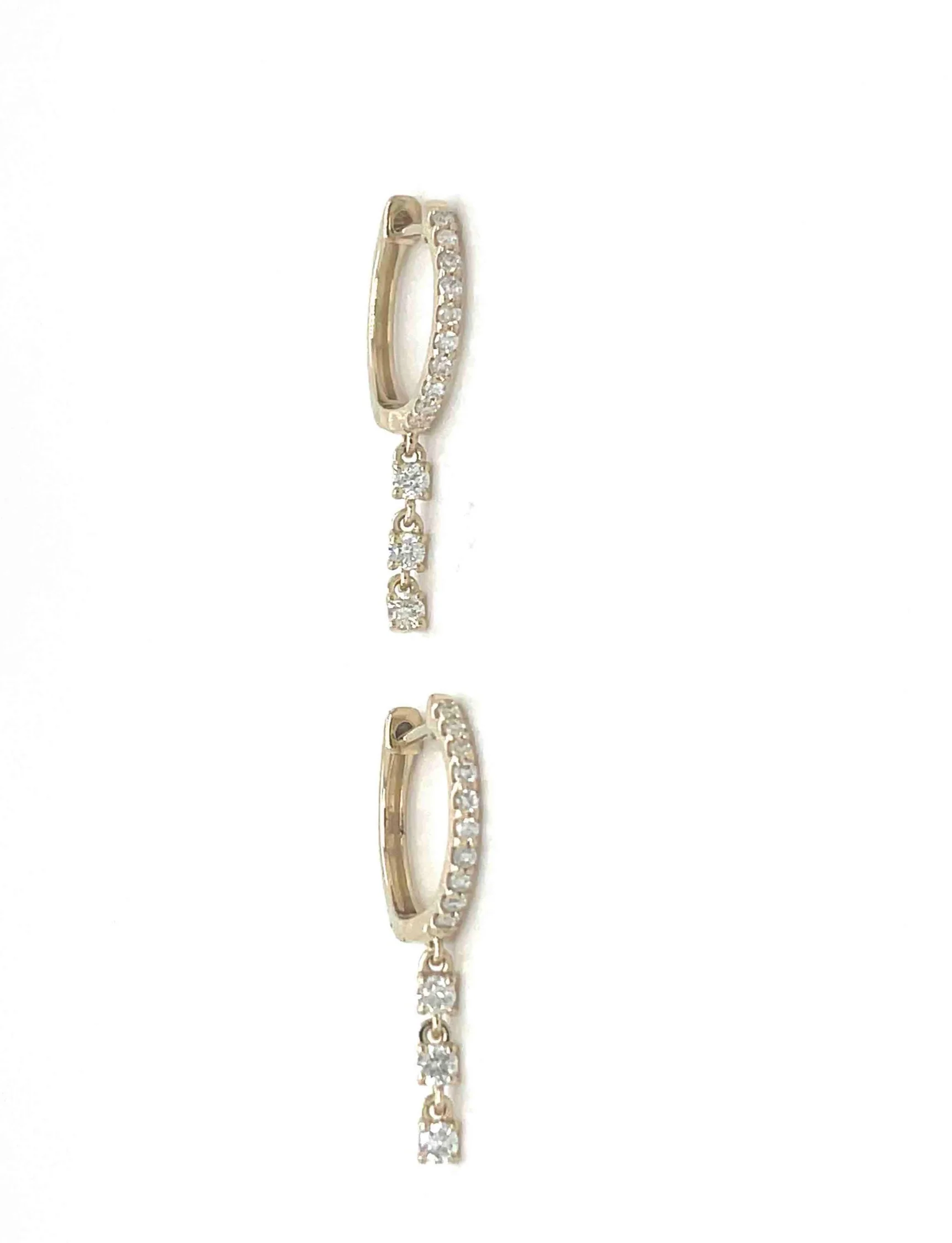 Yellow Gold Diamond Hoop Dangle Earrings