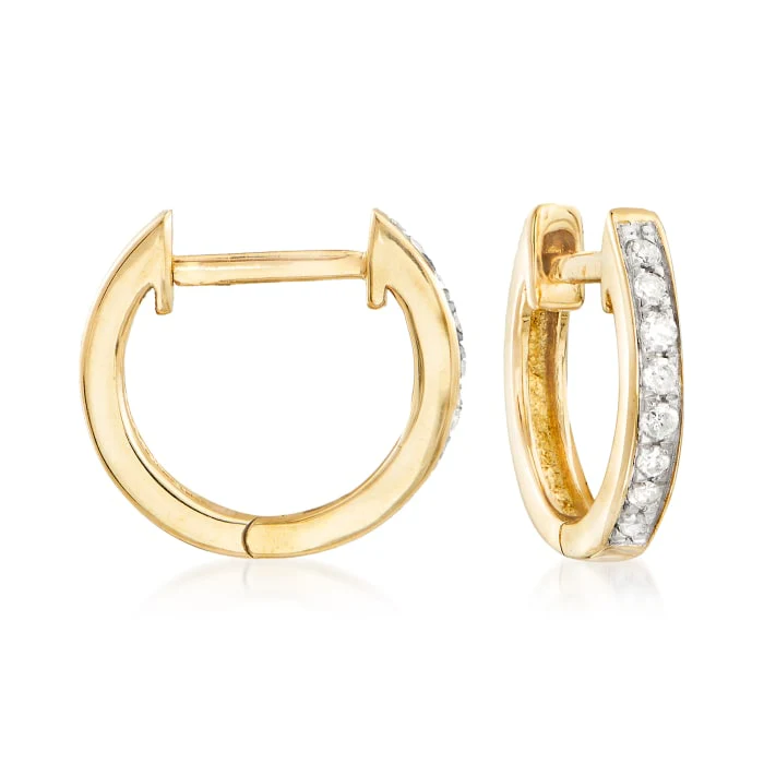 Yellow Gold Diamond Huggie Hoop Earrings