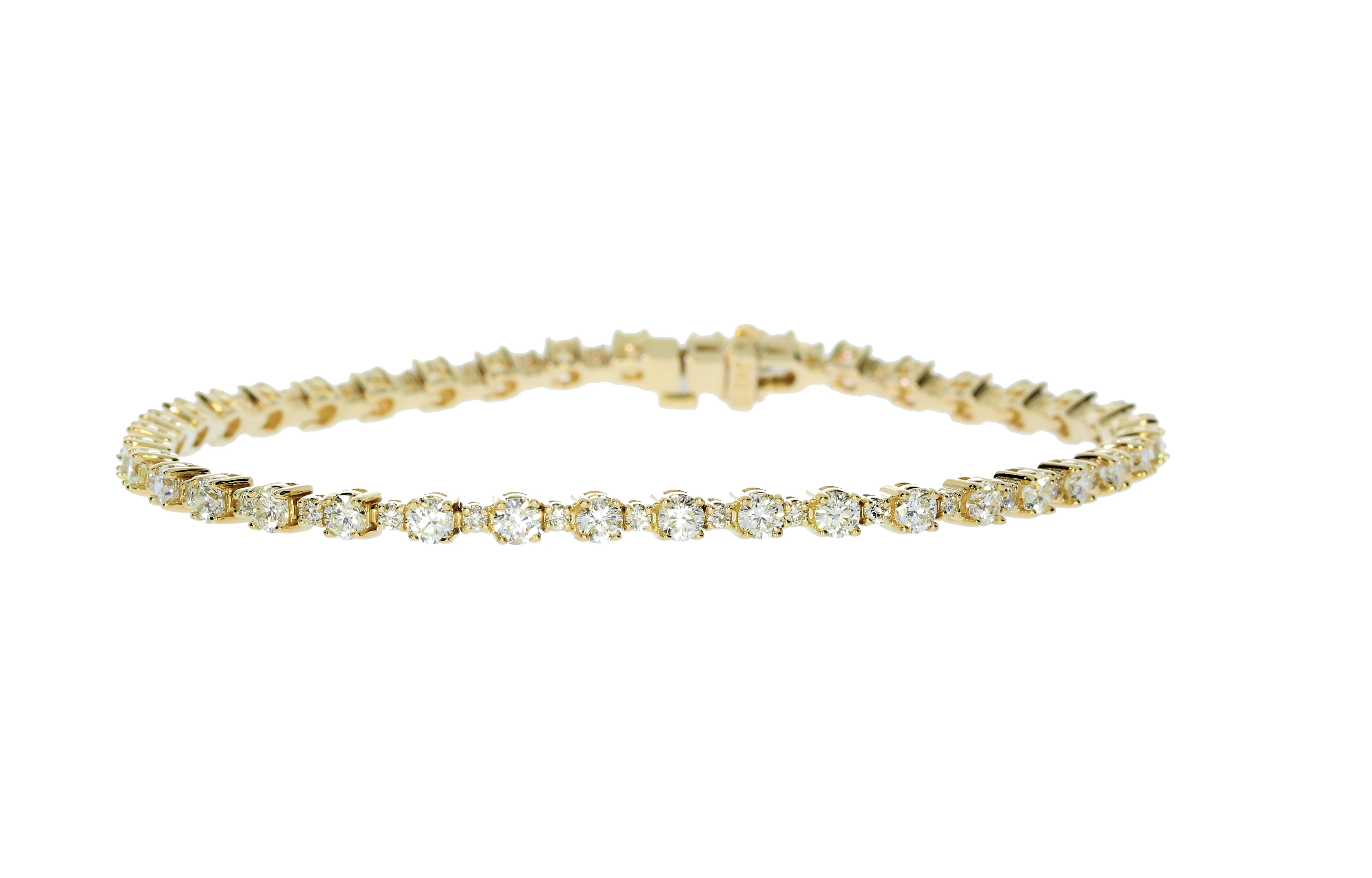 Yellow Gold Diamond Tennis Style Bracelet